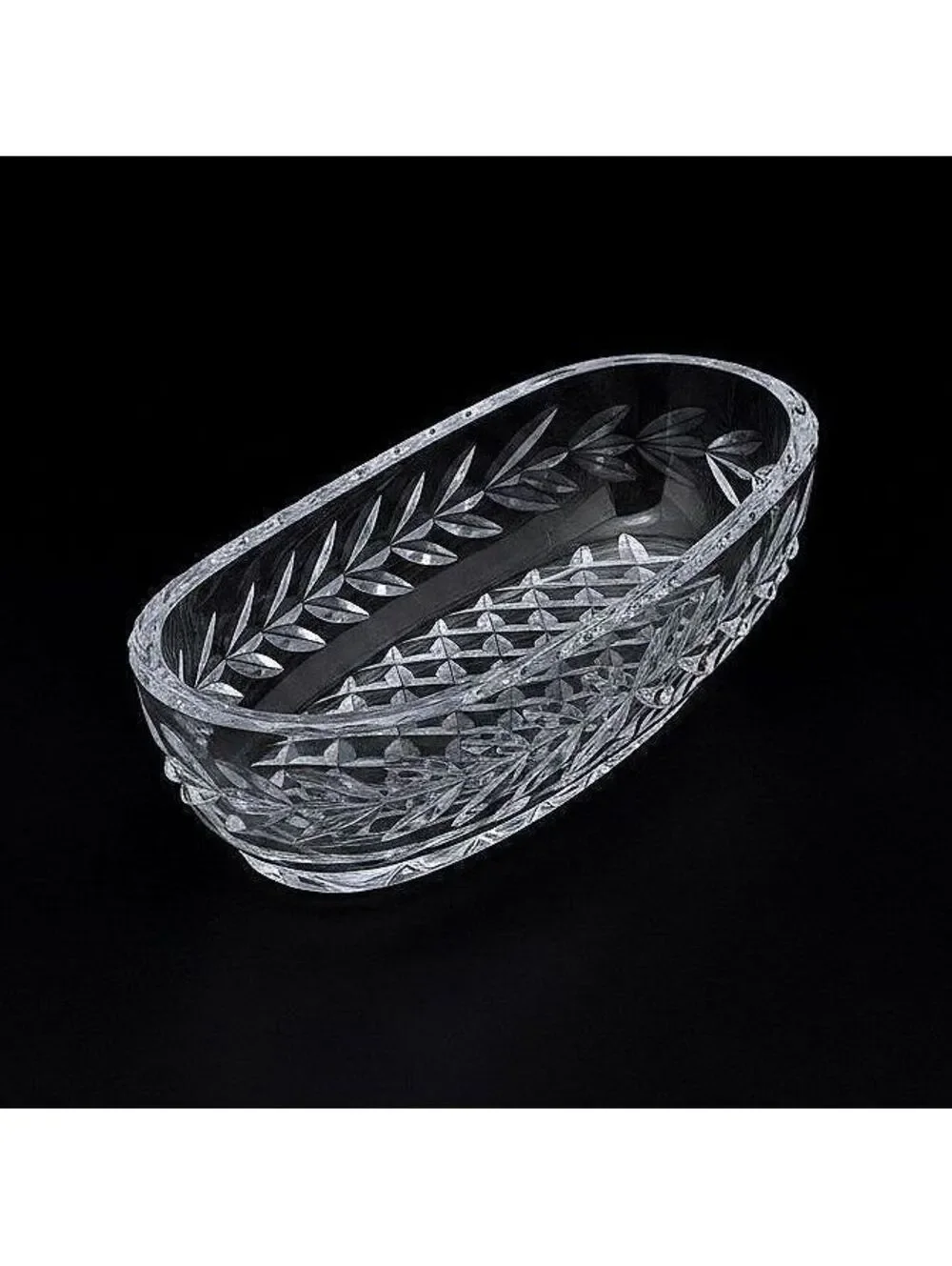 Vtg Waterford Crystal Lismore Olive Relish Celery Tray 10.5